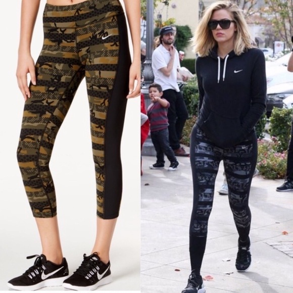 Nike Epic Lux Printed Militia Green/Black 686036-356 Women's Running Crops M - Picture 1 of 11